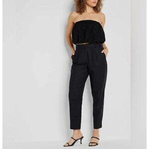 Express Top Womens Medium Black Eyelet Bubble Tube Cropped Boho Beachy Festival